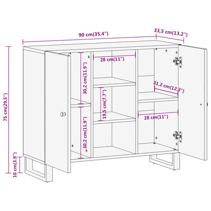 Dressoir 90X33,5X75 Cm Massief Mangohout Bruin En Zwart