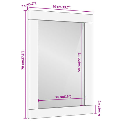 Badkamerspiegel 50X70X3 Cm Massief Mangohout En Glas Bruin