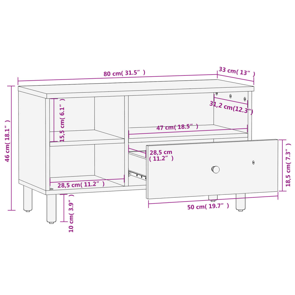 Tv-Meubel 80X33X46 Cm