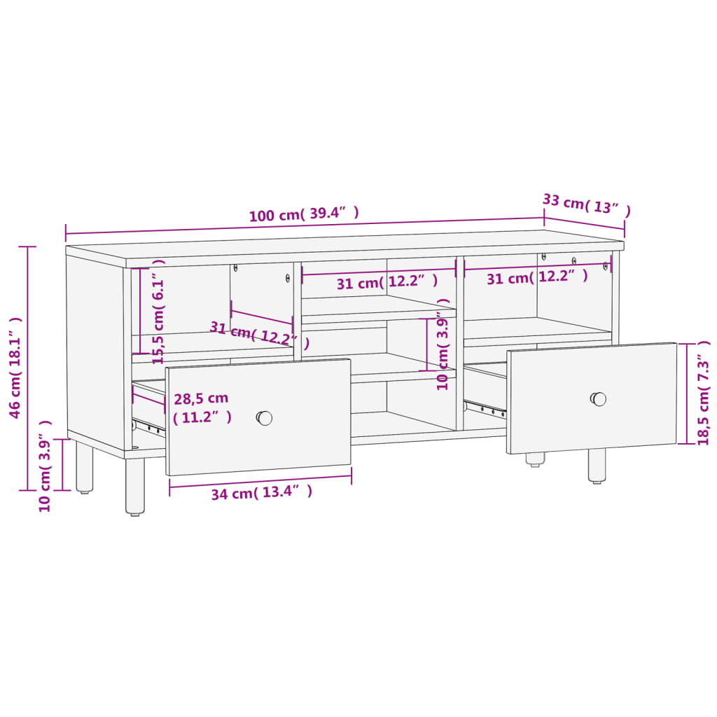 Tv-Meubel 100X33X46 Cm