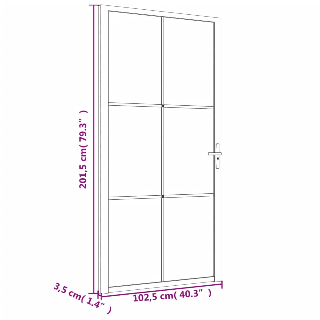 Binnendeur 102,5X201,5 Cm Esg-Glas En Aluminium Zwart