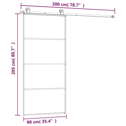 Schuifdeur Met Beslag 90X205 Cm Esg-Glas En Aluminium