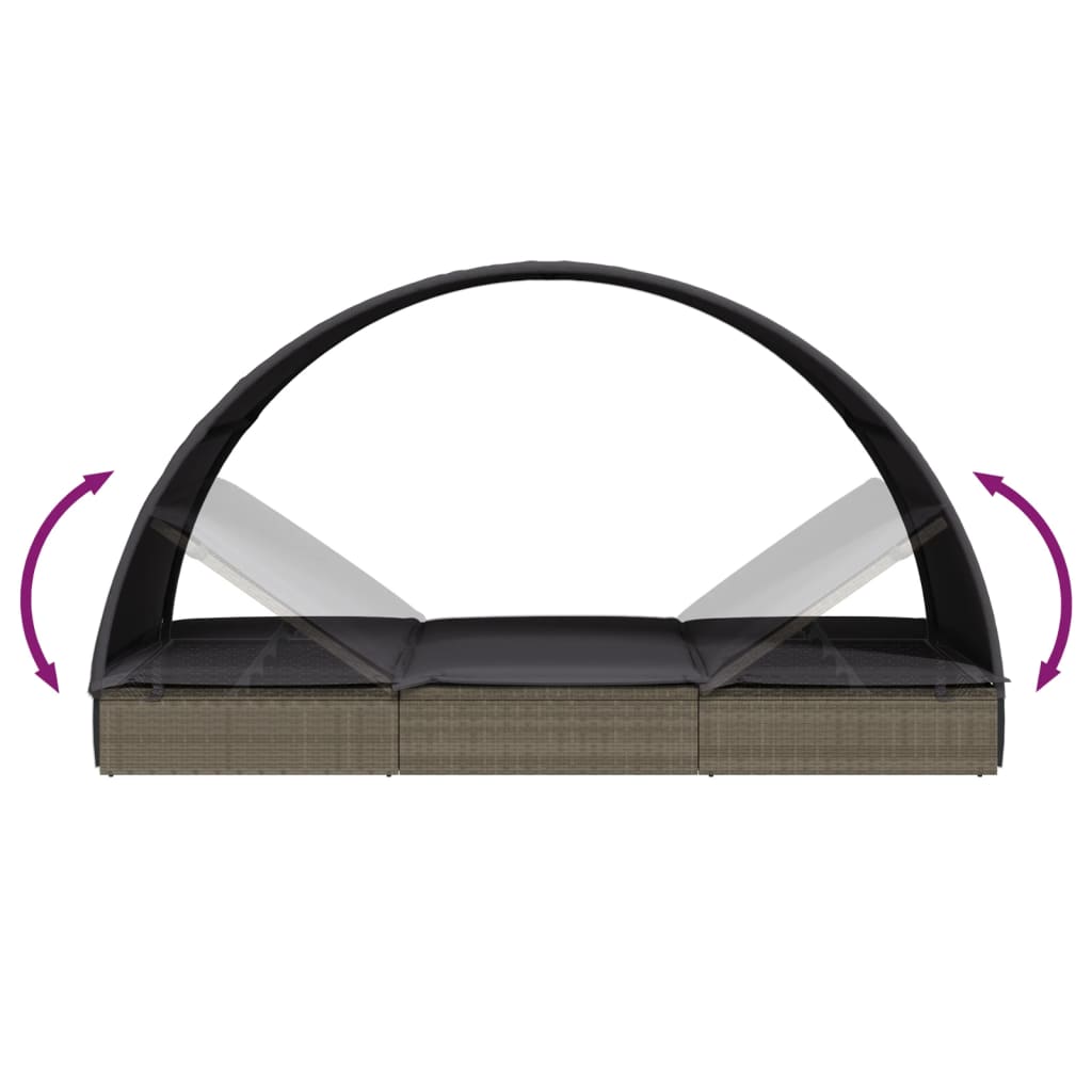 Ligbed Met Rond Dak 211X57X140 Cm Poly Rattan