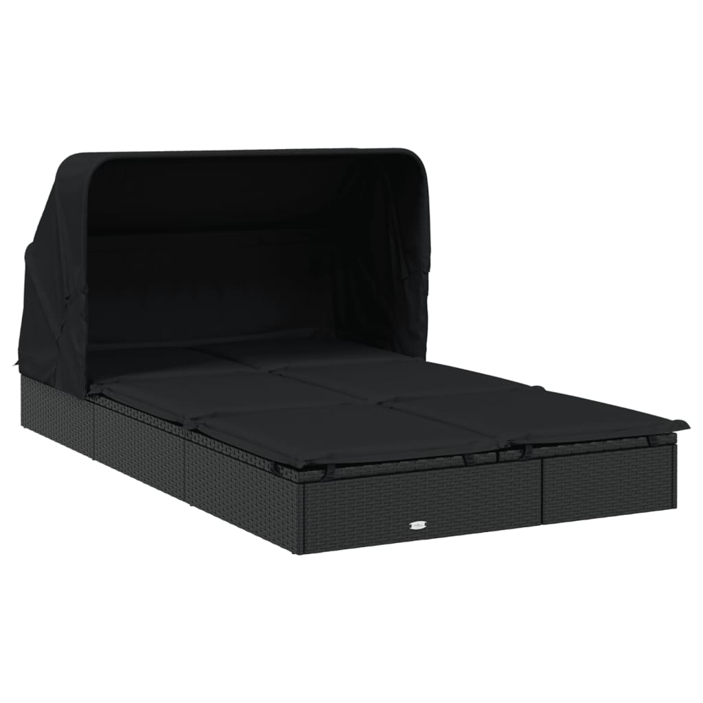 Ligbed 2-Persoons Met Dak 213X118X97 Cm Poly Rattan