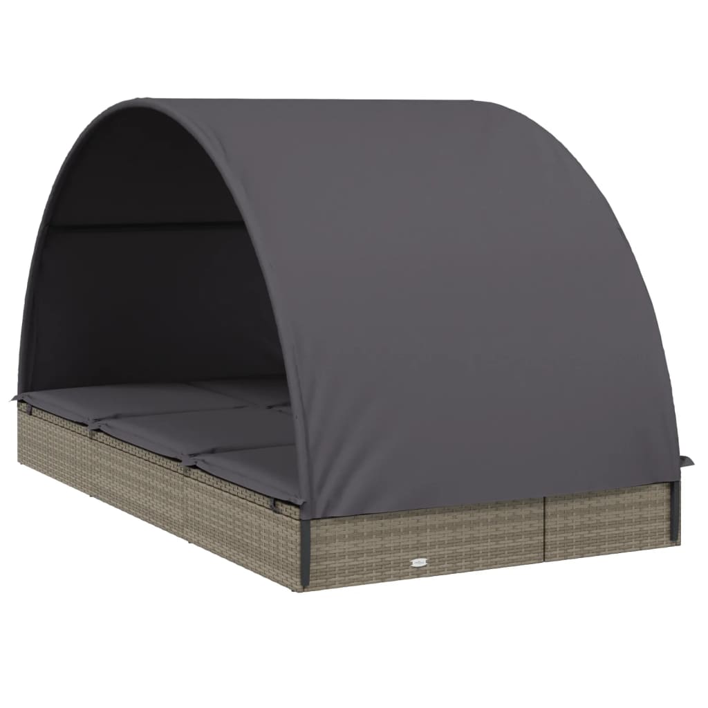Ligbed 2-Persoons Met Rond Dak 211X112X140 Cm Poly Rattan