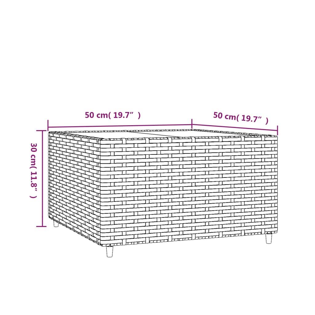Salontafel Tuin Vierkant 50X50X30 Cm Poly Rattan