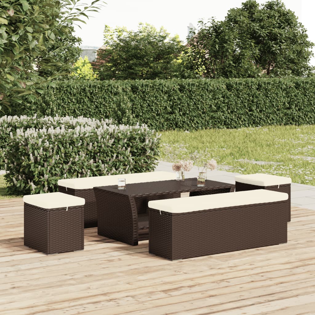 Hocker Met Kussen 110X30X40 Cm Poly Rattan