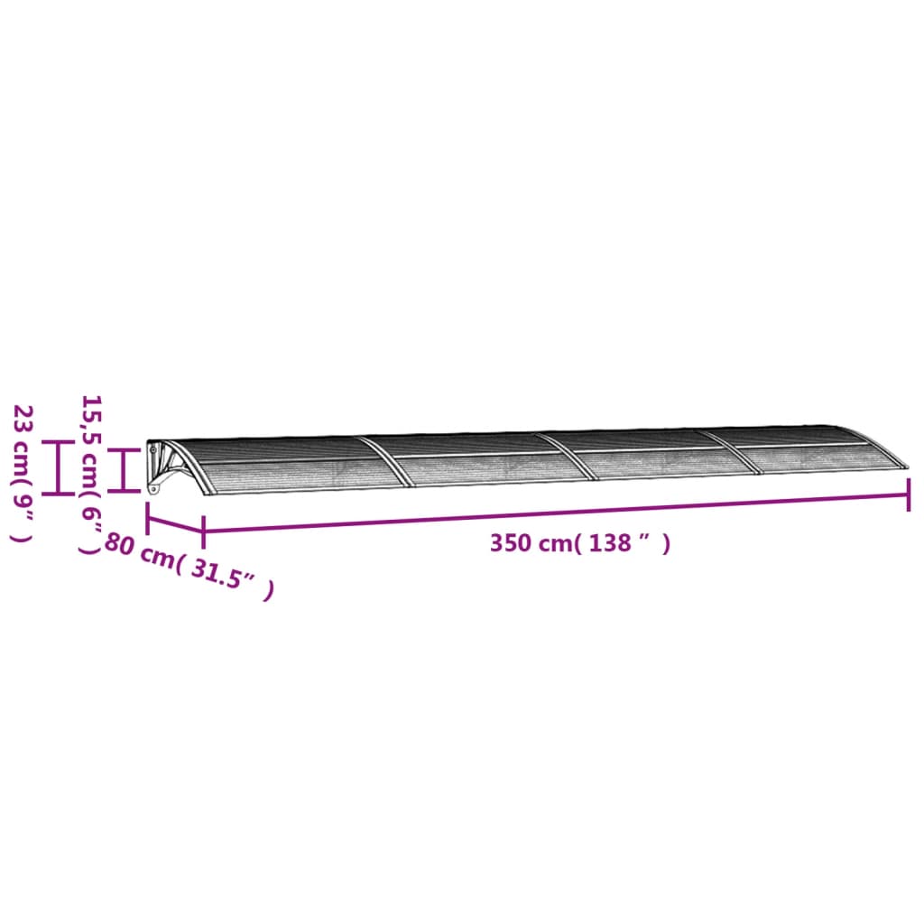 Deurluifel 350X80 Cm Polycarbonaat Zwart En Transparant