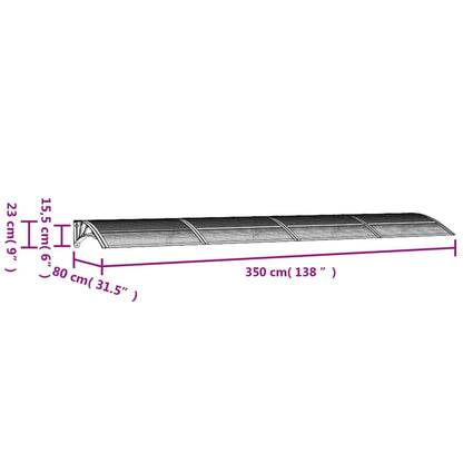 Deurluifel 350X80 Cm Polycarbonaat Zwart En Transparant