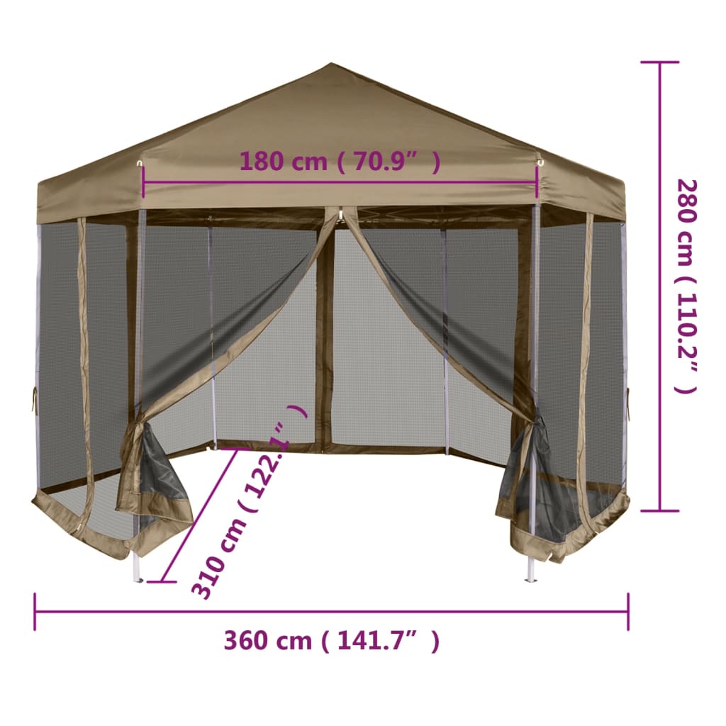 Partytent Met Wanden Zeshoekig 3,6X3,1 M 220 G/M²