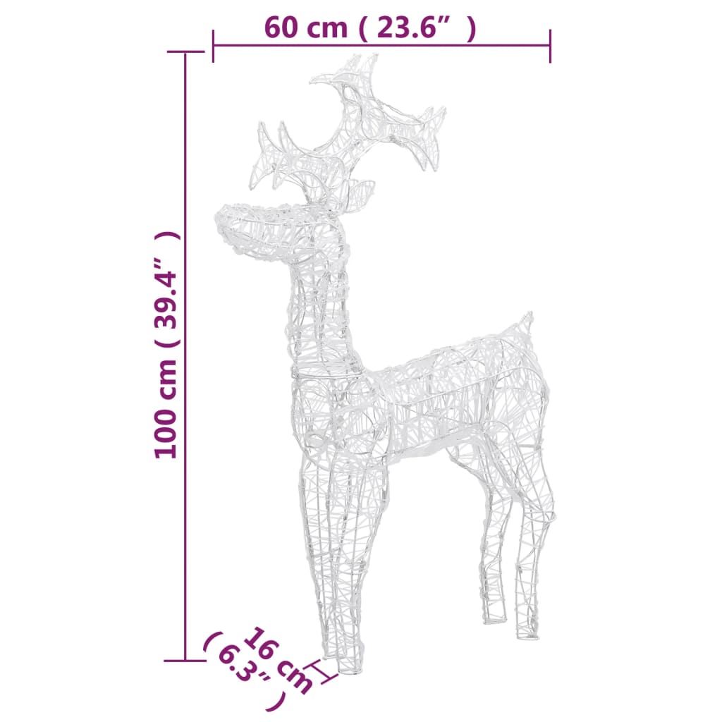 Kerstversiering Rendier Acryl Koudwit