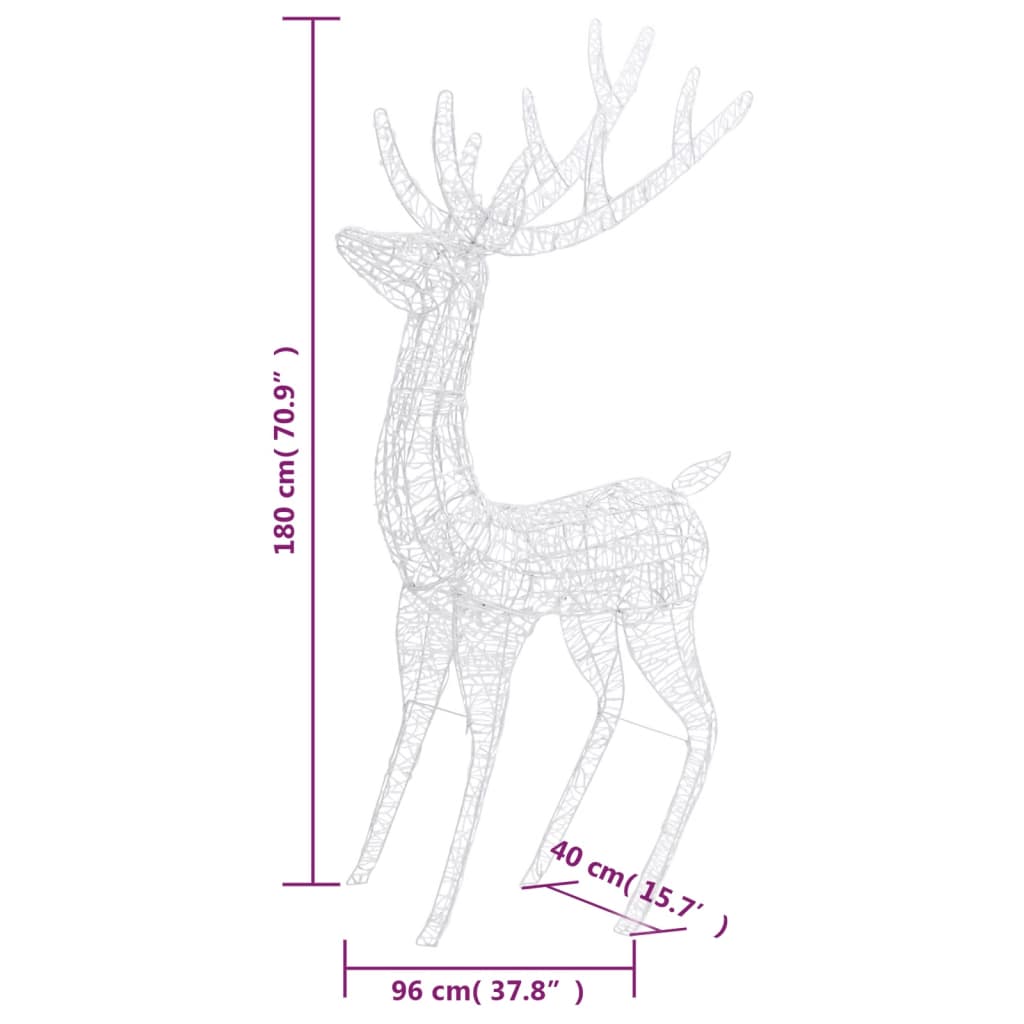 Kerstdecoratie Rendier Xxl 250 Led Meerkleurig 180Cm Acryl Multikleur