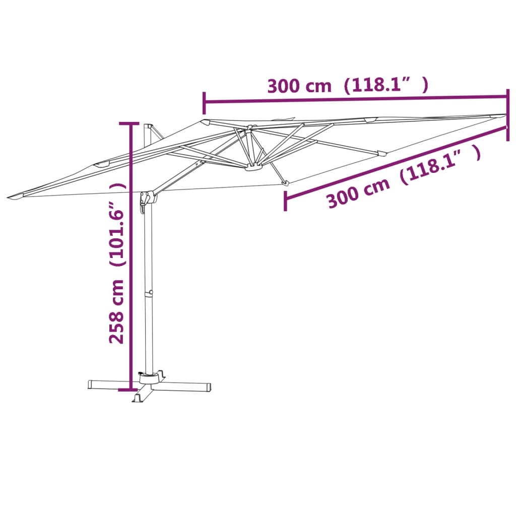 Zweefparasol Met Aluminium Paal 300X300 Cm Wit