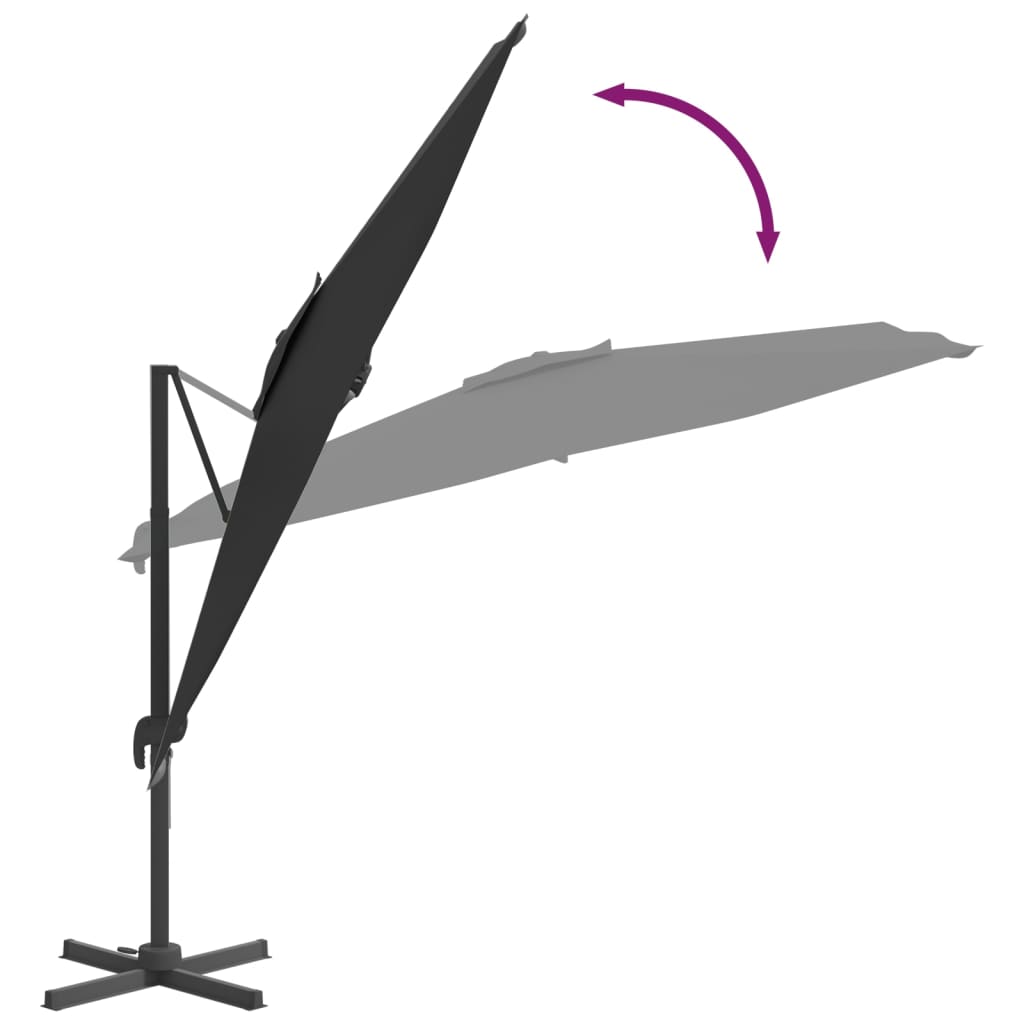 Zweefparasol Met Led-Verlichting 400X300 Cm Zwart