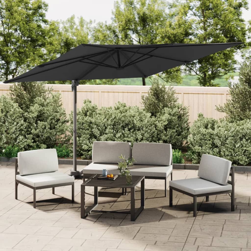 Zweefparasol Met Led-Verlichting 400X300 Cm Zwart