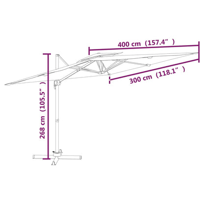 Zweefparasol Met Dubbel Dak 400X300 Cm Terracottakleurig