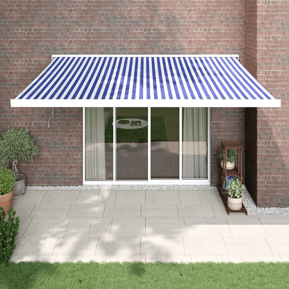 Luifel Uittrekbaar 4,5X3 M Stof En Aluminium Blauw En Wit