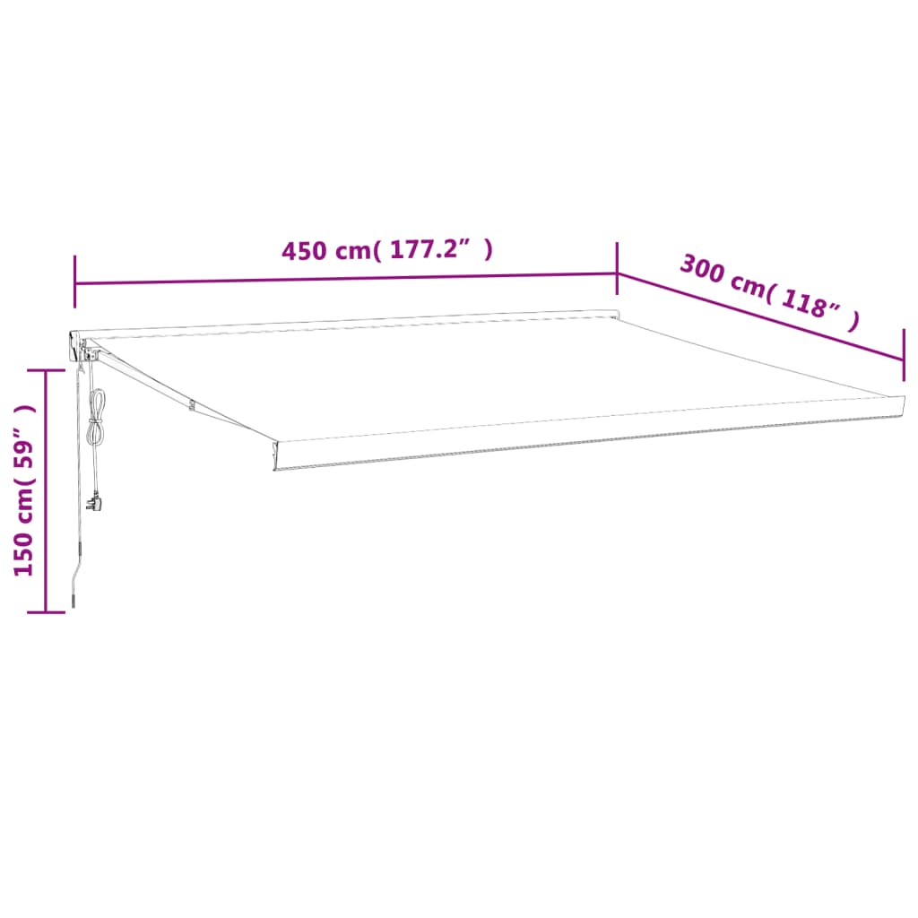 Luifel Uittrekbaar 4,5X3 M Stof En Aluminium Crèmekleurig