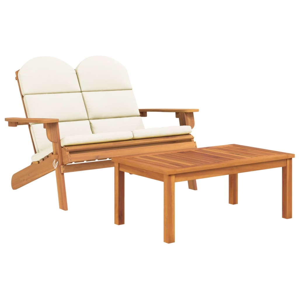 2-Delige Loungeset Adirondack Massief Acaciahout Crèmewit
