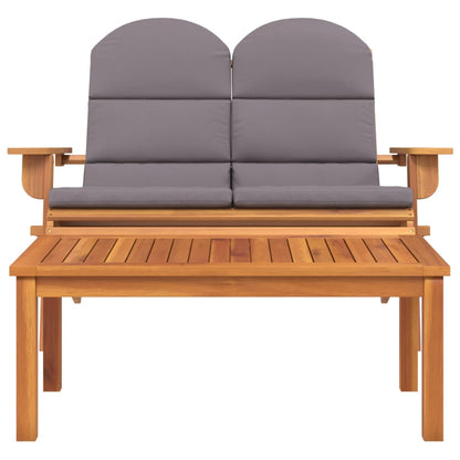 2-Delige Loungeset Adirondack Massief Acaciahout Donkergrijs