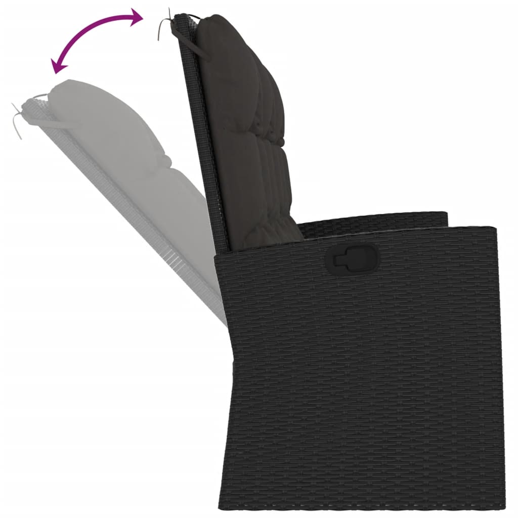 Tuinbank Verstelbaar Met Kussens 173 Cm Poly Rattan