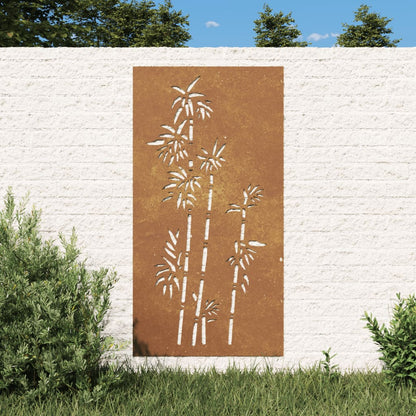 Wanddecoratie Tuin Bamboe-Ontwerp 105X55 Cm Cortenstaal