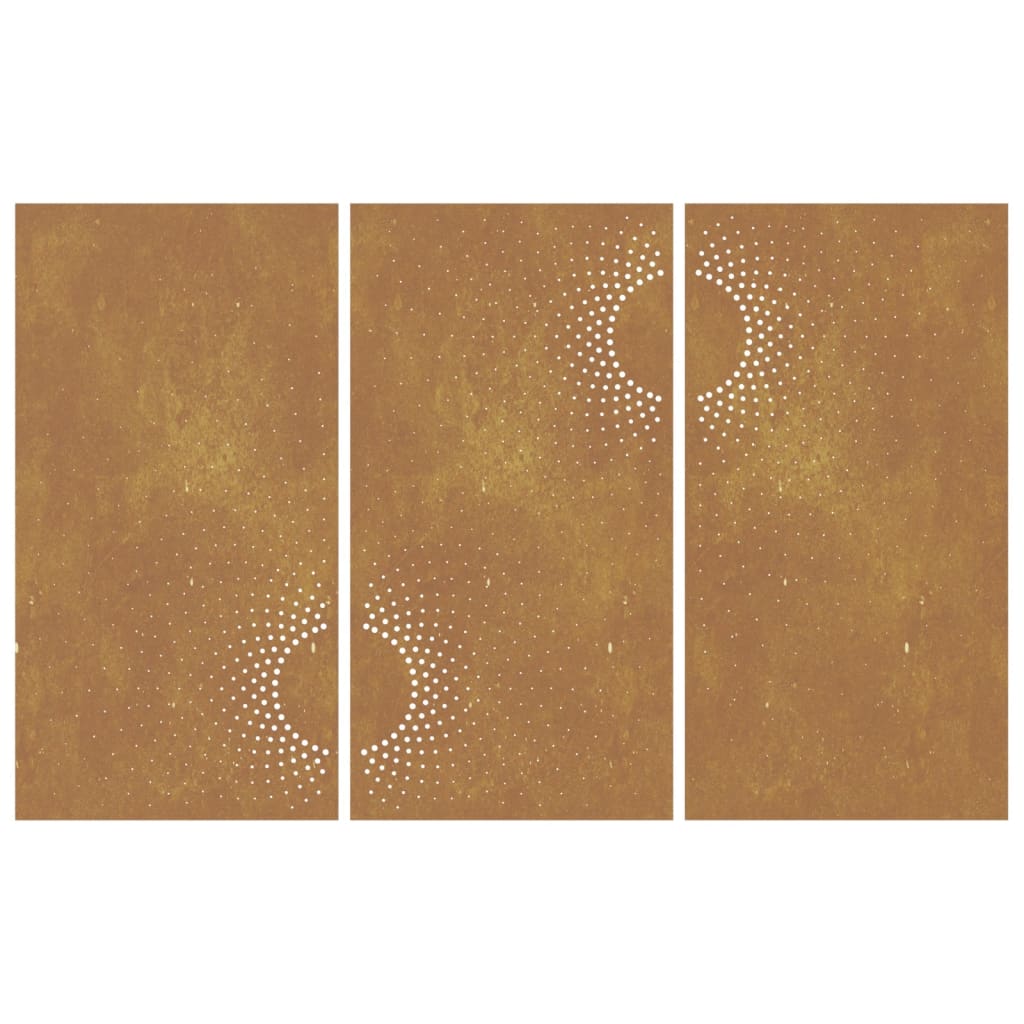 Wanddecoratie Tuin 3 St Zonontwerp 105X55 Cm Cortenstaal