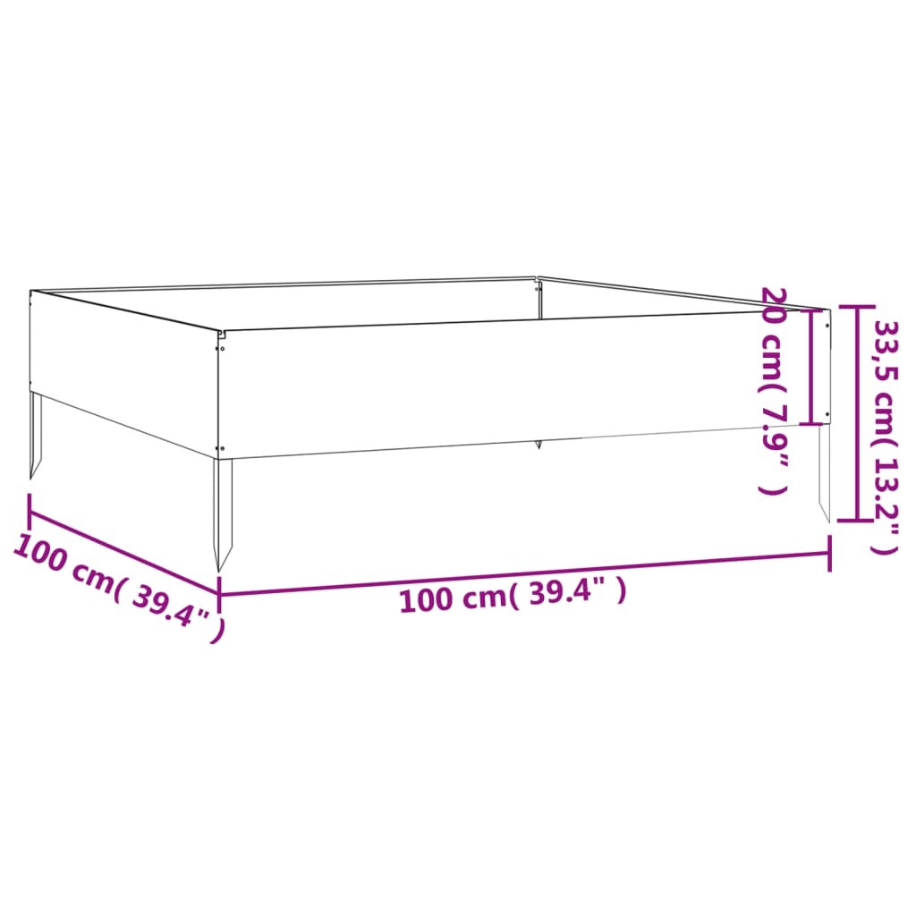 Plantenbak Verhoogd 100X100X33,5 Cm Roestkleurig