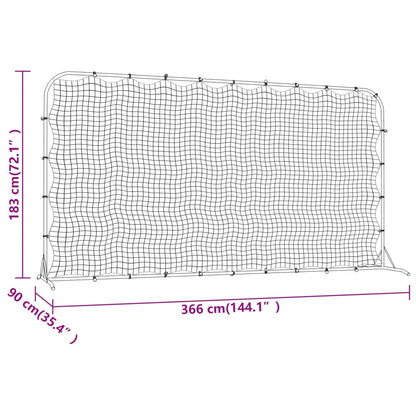 Voetbal Rebounder 366X90X183 Cm Hdpe Zwart