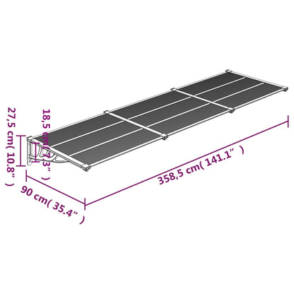 Deurluifel 358,5X90 Cm Polycarbonaat Zwart En Transparant