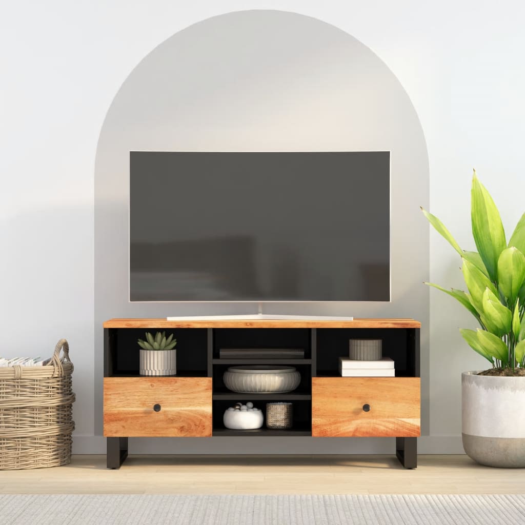 Tv-Meubel 100X33X46 Cm Massief Acaciahout En Bewerkt Hout