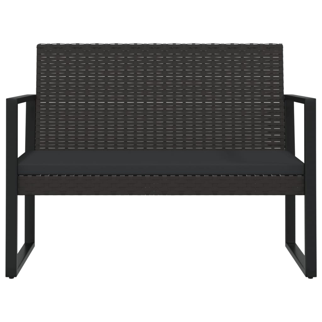 Tuinbank Met Kussens 106 Cm Poly Rattan Zwart Bruin