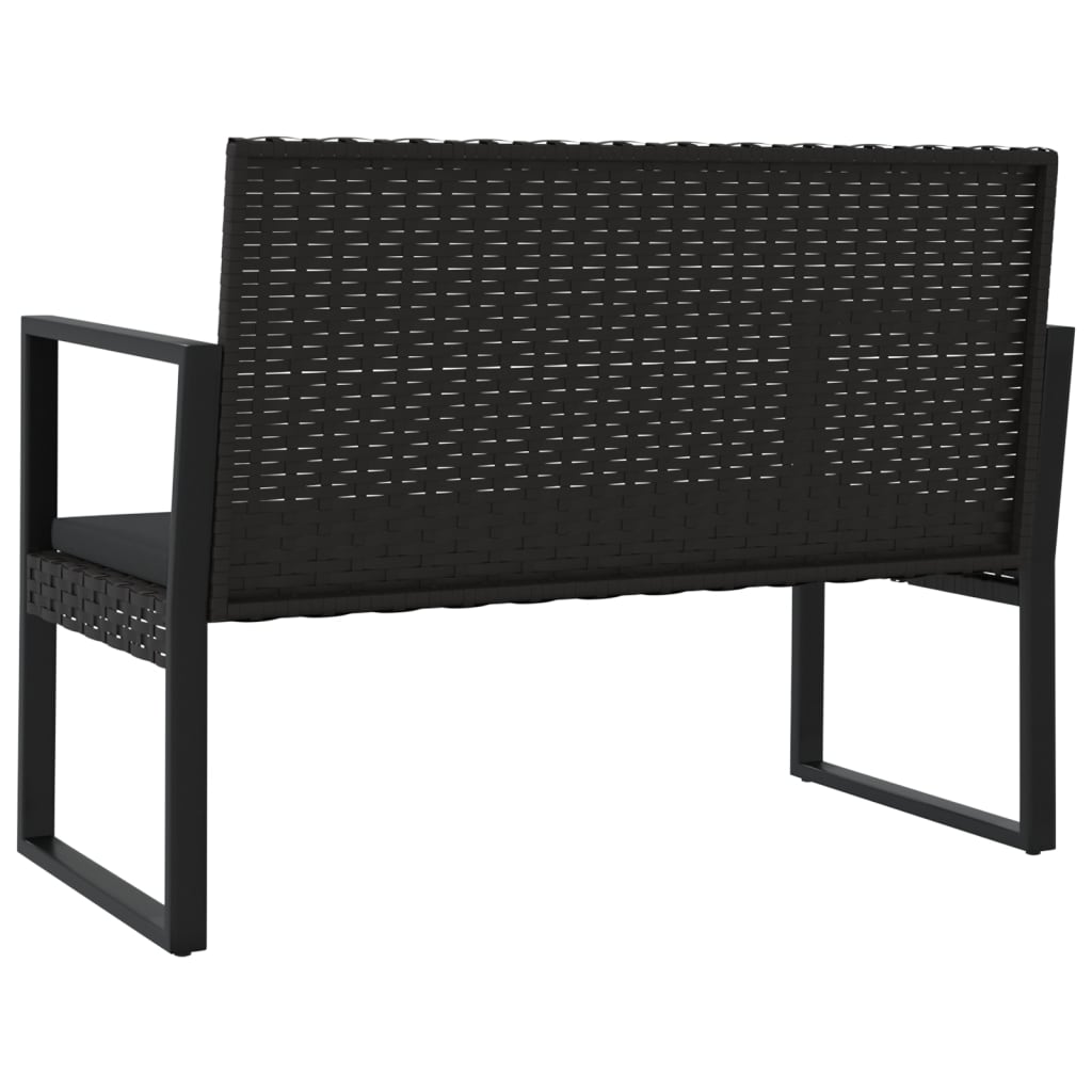 Tuinbank Met Kussens 106 Cm Poly Rattan Zwart Bruin