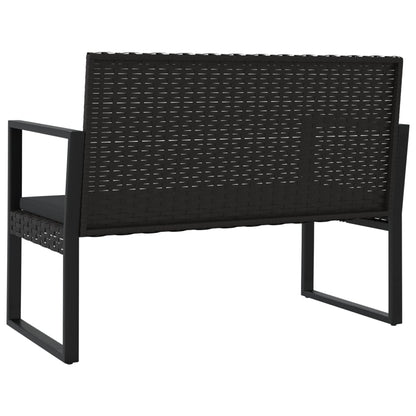 Tuinbank Met Kussens 106 Cm Poly Rattan Zwart Bruin