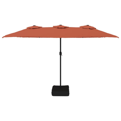 Parasol Dubbel Dak Met Led 449X245 Cm Kleurig