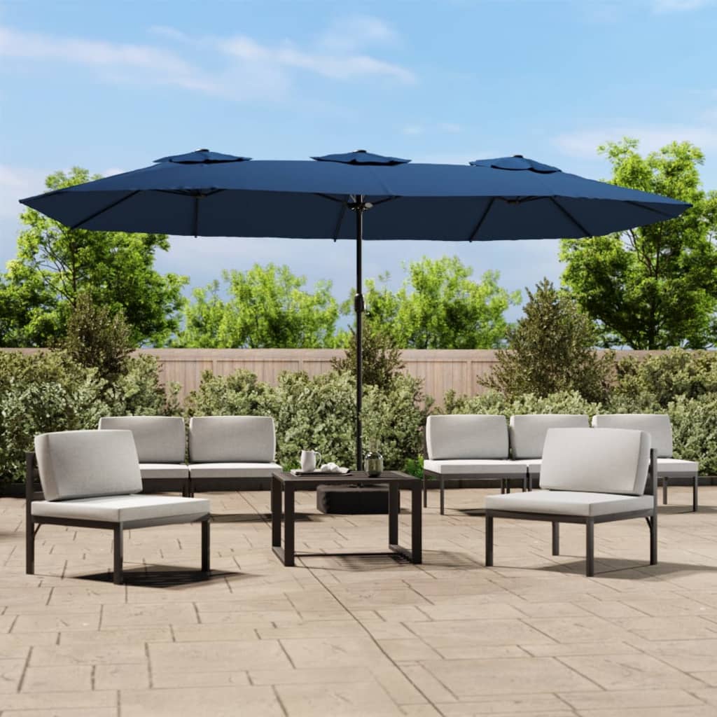 Parasol Dubbel Dak Met Led 449X245 Cm Kleurig