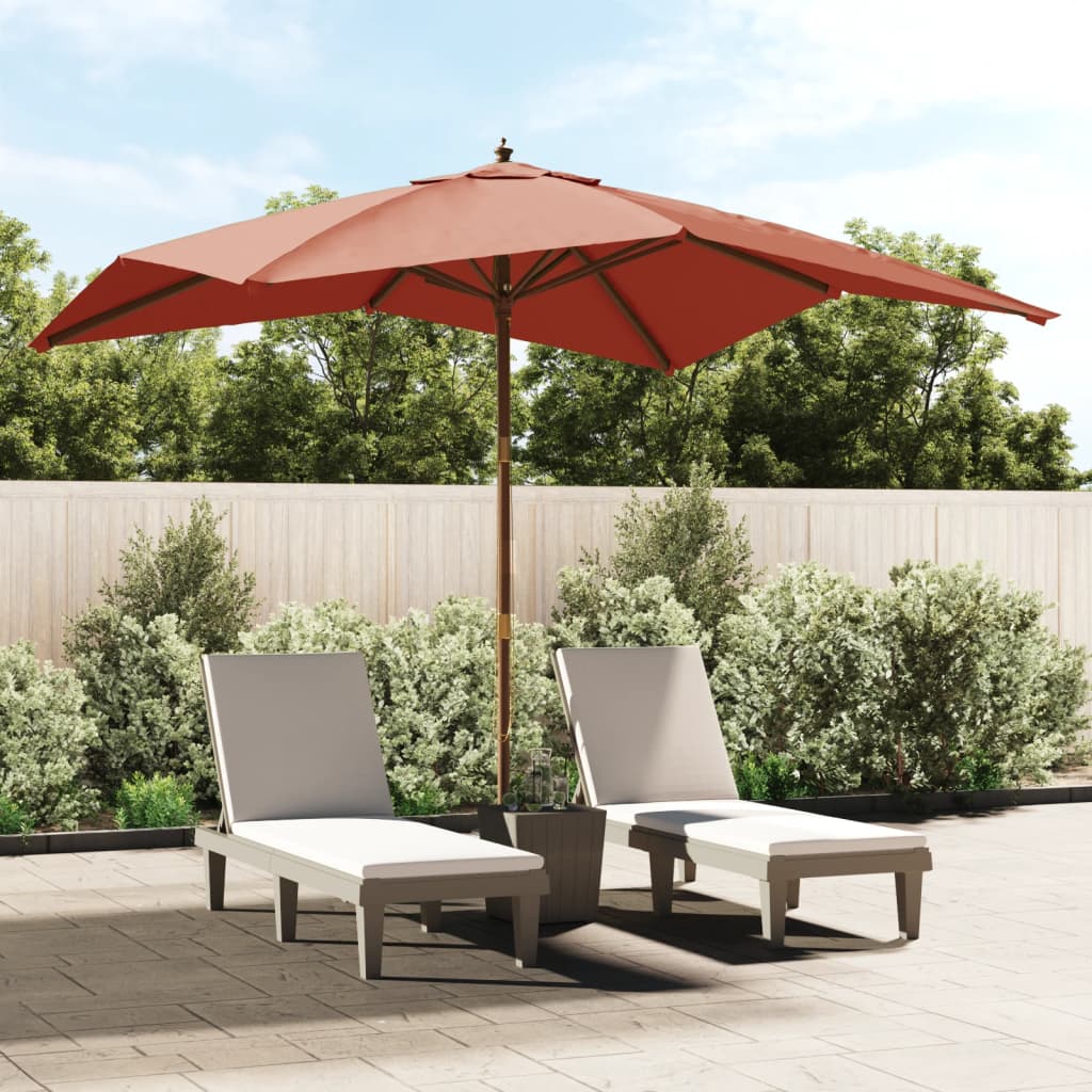 Parasol Met Houten Paal 300X300X273 Cm Azuurblauw