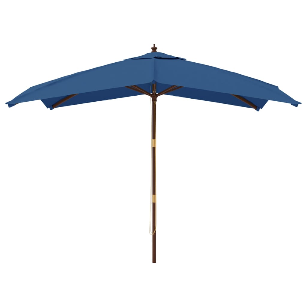 Parasol Met Houten Paal 300X300X273 Cm Azuurblauw