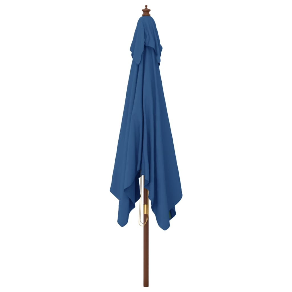 Parasol Met Houten Paal 300X300X273 Cm Azuurblauw