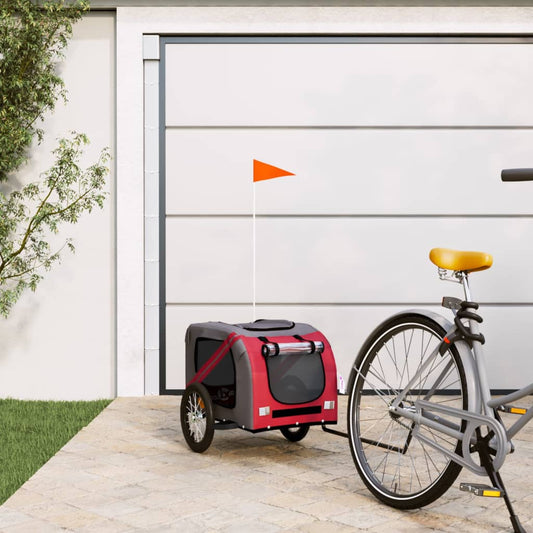 Hondenfietskar Oxford Stof En Ijzer Rood En Grijs