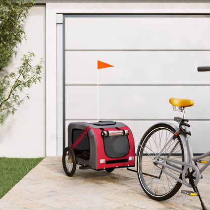 Hondenfietskar Oxford Stof En Ijzer Rood En Grijs