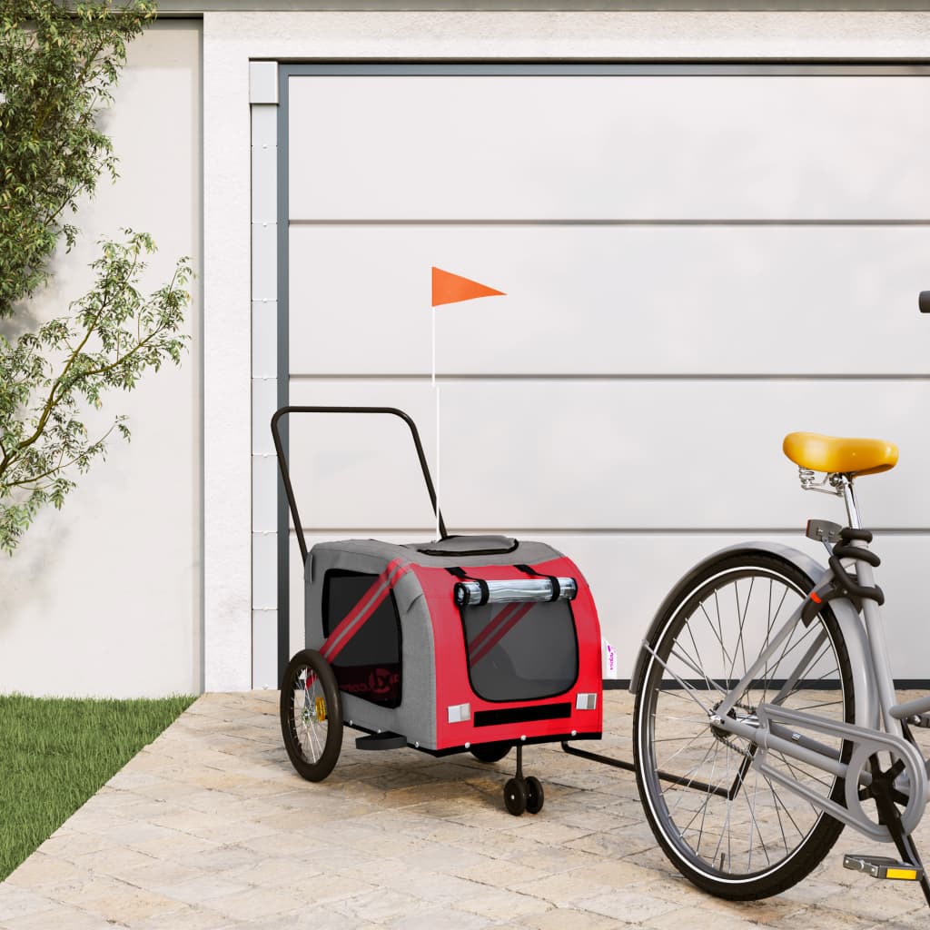 Hondenfietskar Oxford Stof En Ijzer Rood En Grijs