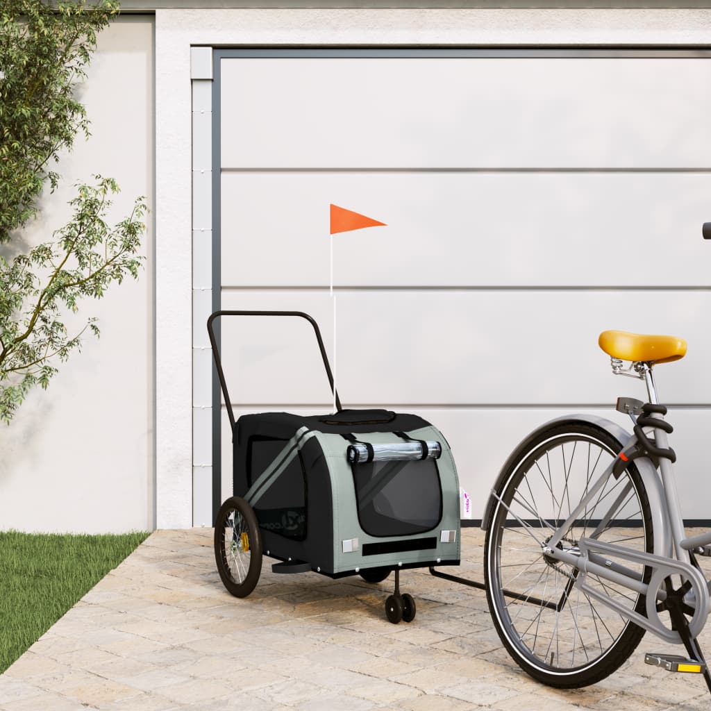 Hondenfietstrailer Oxford Stof En Ijzer Oranje En Grijs