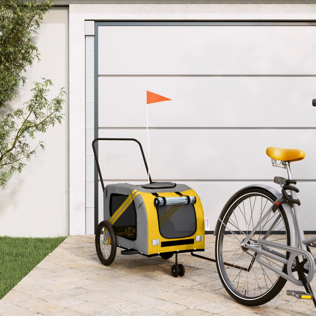 Hondenfietstrailer Oxford Stof En Ijzer Oranje En Grijs