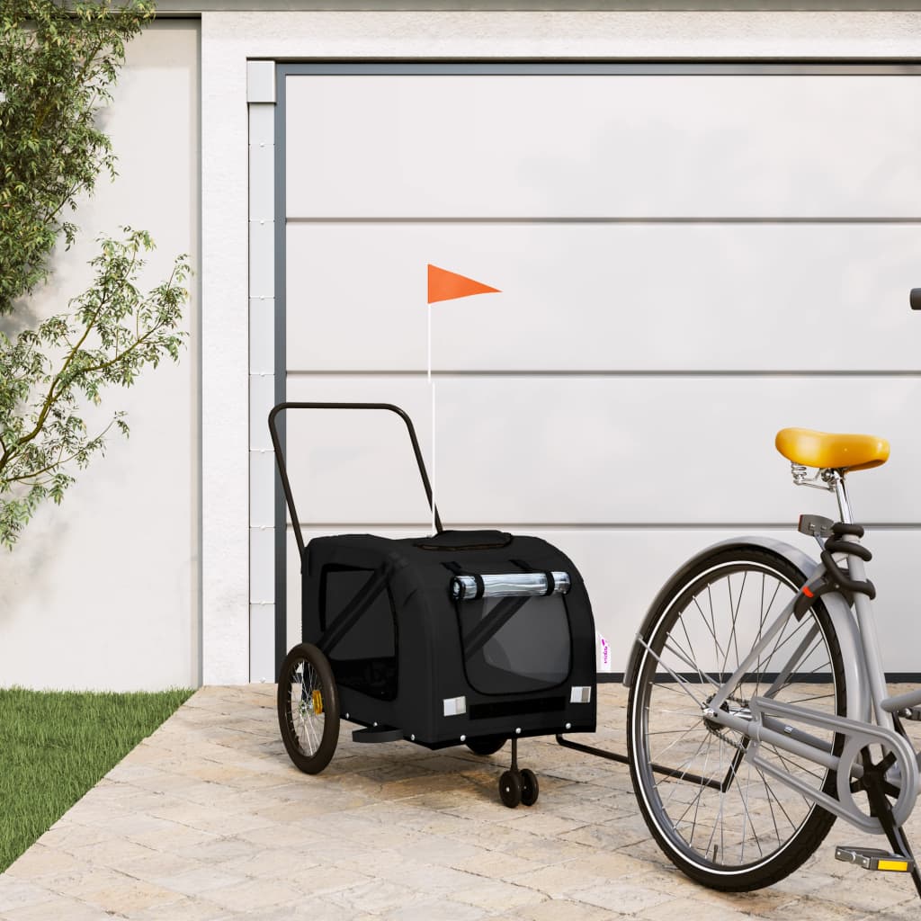 Hondenfietstrailer Oxford Stof En Ijzer Oranje En Grijs