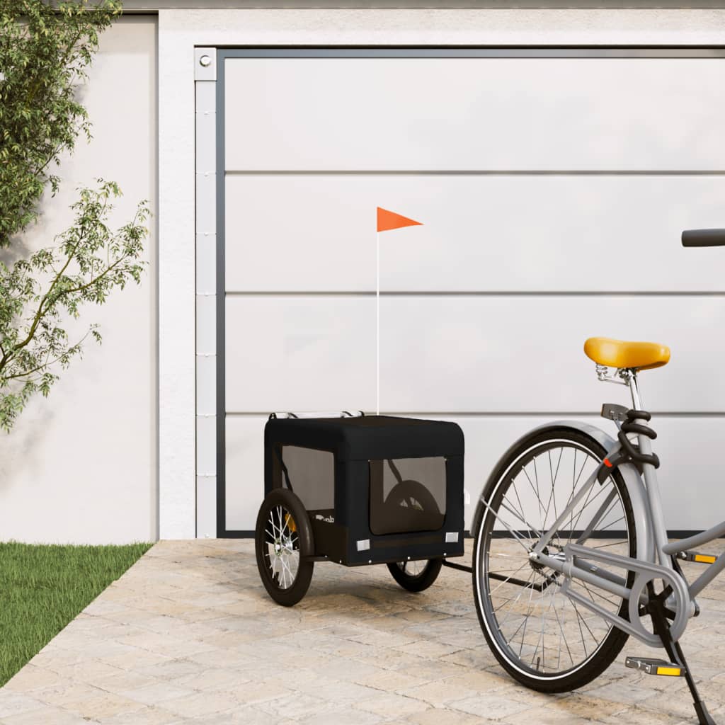 Hondenfietstrailer Oxford Stof En Ijzer Oranje En Zwart