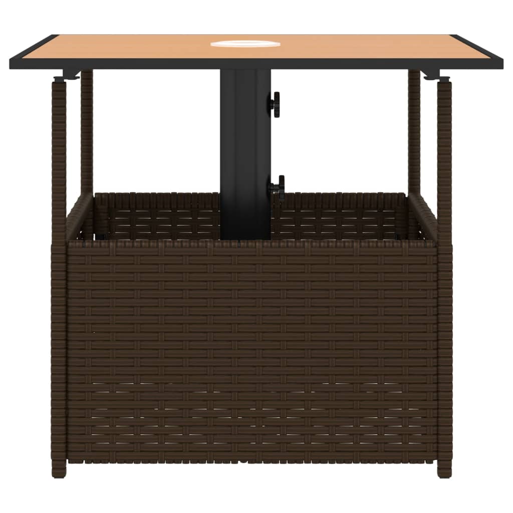 Tuintafel Met Parasolgat 55X55X46,5 Cm Poly Rattan