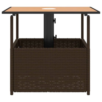 Tuintafel Met Parasolgat 55X55X46,5 Cm Poly Rattan