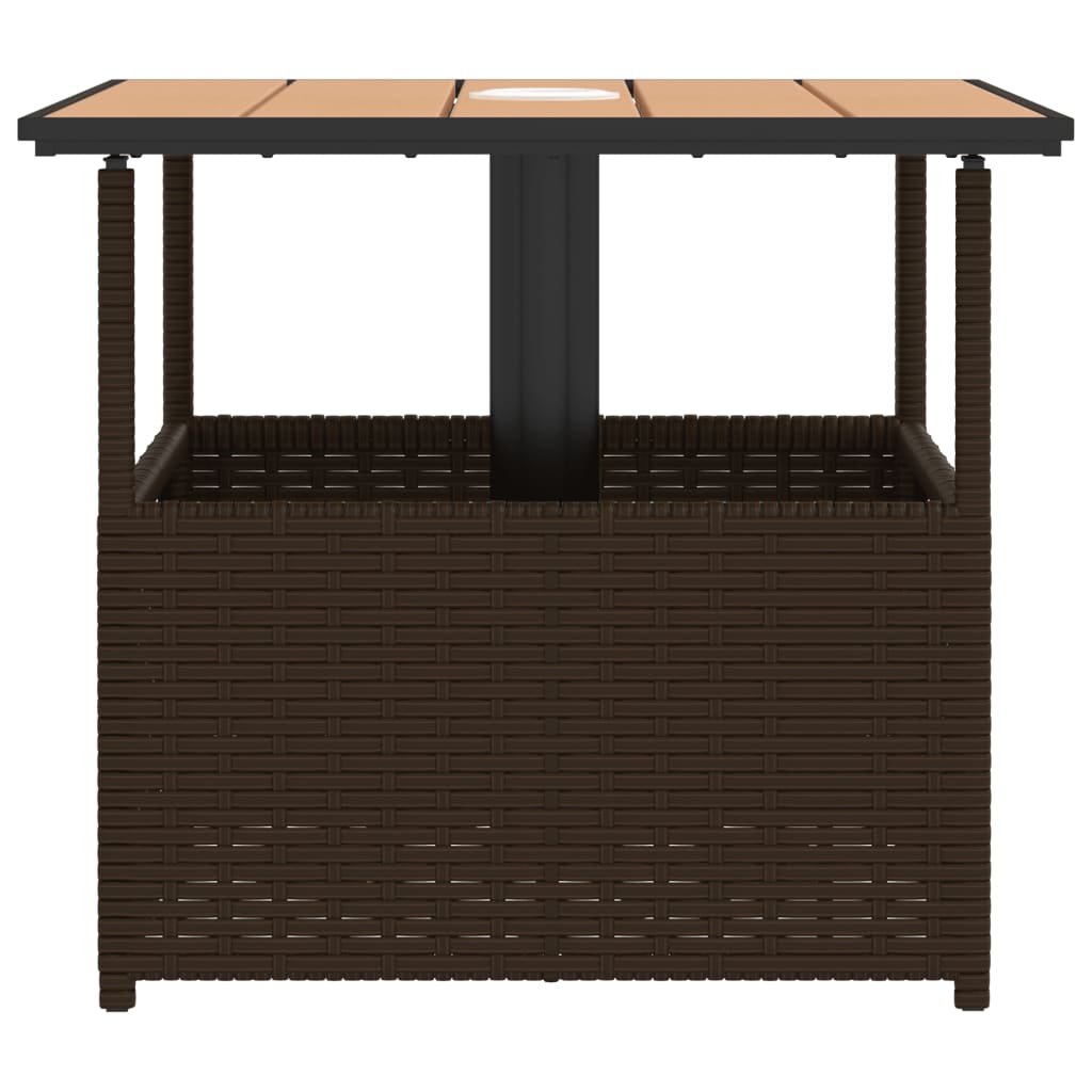 Tuintafel Met Parasolgat 55X55X46,5 Cm Poly Rattan