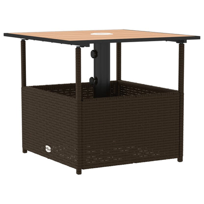 Tuintafel Met Parasolgat 55X55X46,5 Cm Poly Rattan